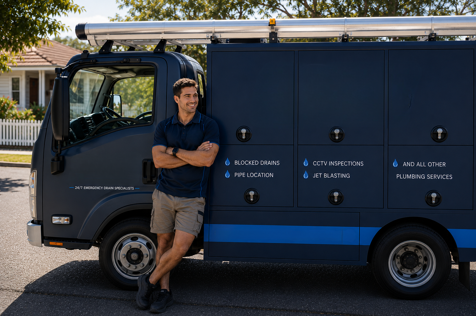Plumber with Westleigh Blocked Drains van