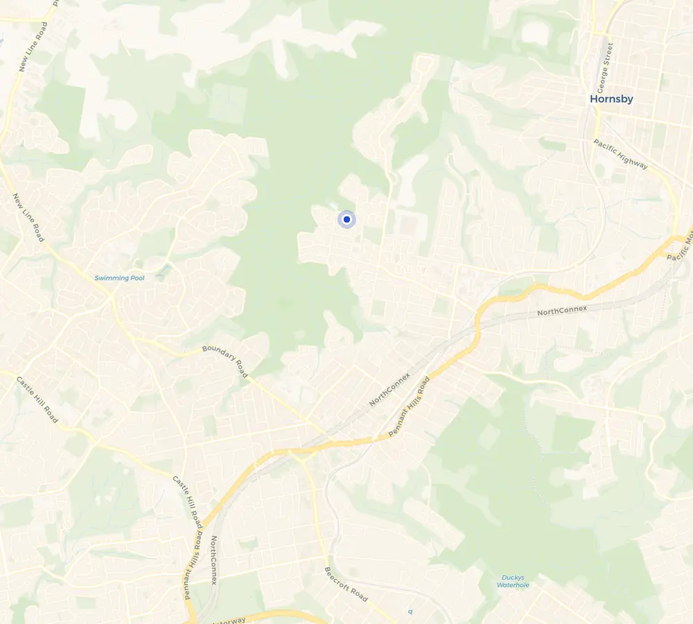 Map of the Westleigh service area and the surrounding Upper North Shore, showing Westleigh and the nearby streets we cover.