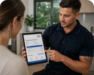Plumber explaining a service estimate in Westleigh