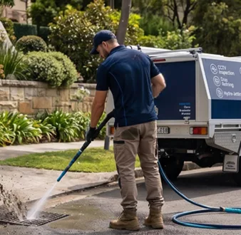 Plumber tracing a drain smell in Westleigh